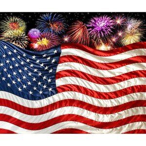 New USA US American Waving Flag Polar Fleece Throw Blanket 4th of July Fireworks